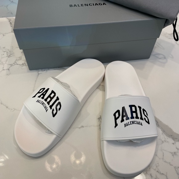 BALENCIAGA Womens Cities Pool Slide Sandals 9 B/39 EU - Picture 1 of 14
